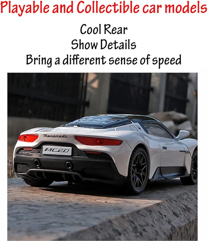 Alloy Collectible White MC20 Toy Cars Model Pull Back Vehicles