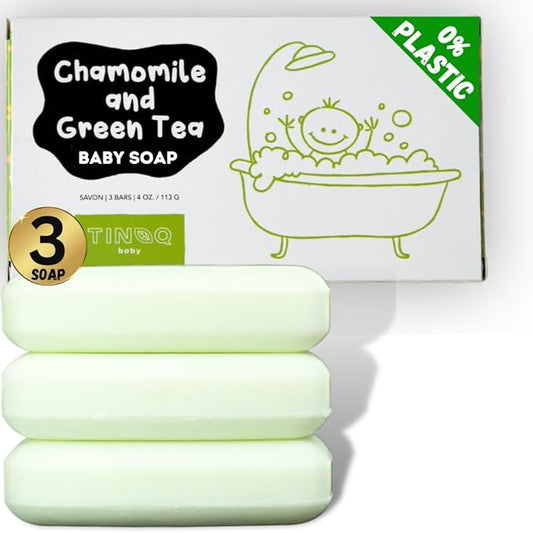 Hypoallergenic Organic Baby Soap Bar - Chamomile & Green Tea Oil 3 PCS