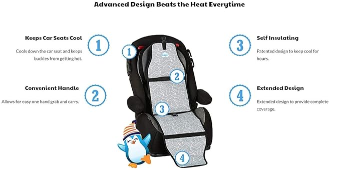 Car Seat Cooling Pad for Babies, Toddlers, and Kids - Comfortable and Durable Cooling Pad for Hot Summer Days - Dino Blue, one Size