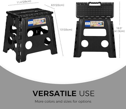 ACKO 10pack Folding Step Stool 13 inch Height Premium Heavy Duty Foldable Step Stools for Adults and Kids, Kitchen Plastic Small Collapsible Stepping Stool Hold Up to 300 LB Dot Black