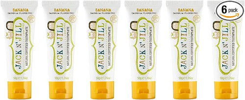 Jack N' Jill Natural Toddler Toothpaste for Baby, Kids and Infants 6 Months & Up, Fluoride Free Training Toothpaste for Toddlers 1-3 (1.76 Fl Oz (Pack of 6), Banana)