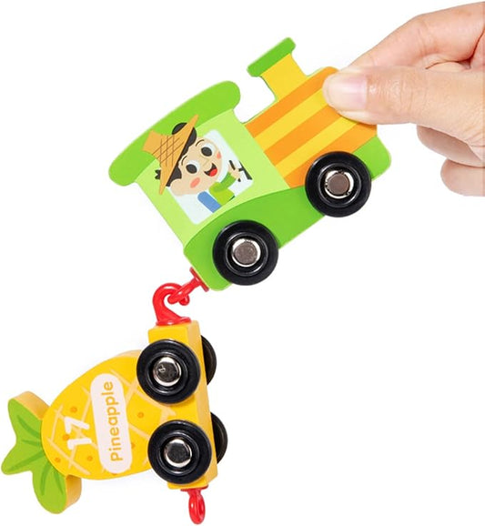 Wooden Train Set with 21pcs Fruit and Vegetable Alphabet Train 3-5 Wooden (KK-TS-0810)