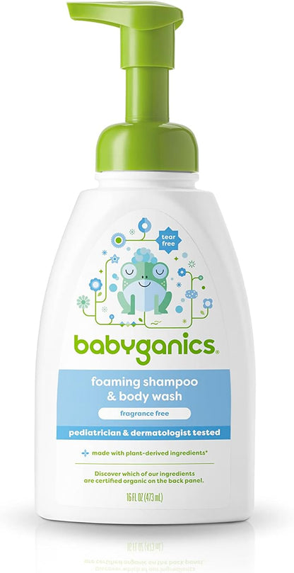 Babyganics Baby Shampoo + Body Wash Pump Bottle, Fragrance Free 16 Fl