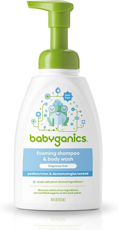 Babyganics Baby Shampoo + Body Wash Pump Bottle, Fragrance Free 16 Fl