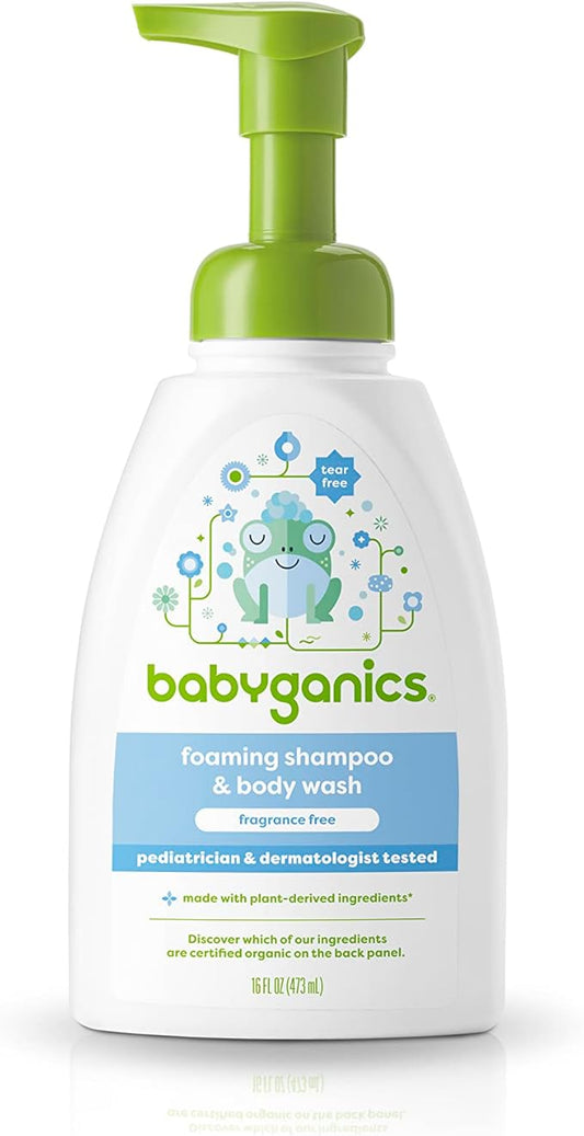 Babyganics Baby Shampoo + Body Wash Pump Bottle, Fragrance Free 16 Fl