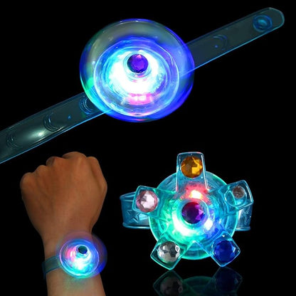 WELLVO 48 Pack LED Light Up Fidget Spinner Bracelets Party Favors For Kids 4-8 8-12, Glow in The Dark Party Supplies, Birthday Gifts, Treasure Box Toys for Classroom, Pinata Goodie Bags Stuffers