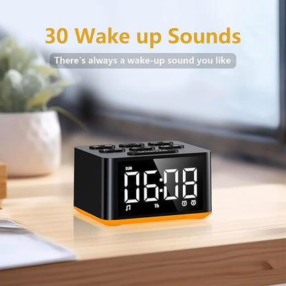 Small Sunrise Digital Alarm Clock Desk Bedroom Bedside Clocks with 2 Alarm Settings Snooze & Wake Up Light Sound White Noise Machine 27 Sleep Nature Sounds Ideal Gift for Kids Adults Heavy Sleepers