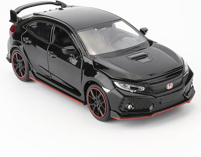 Compatible for 1:32 Diecasting Alloy Honda Civic Type-R Car Model Toy Car，Pull Back Alloy Car with Lights and Sound, Open Door for Kids Gift