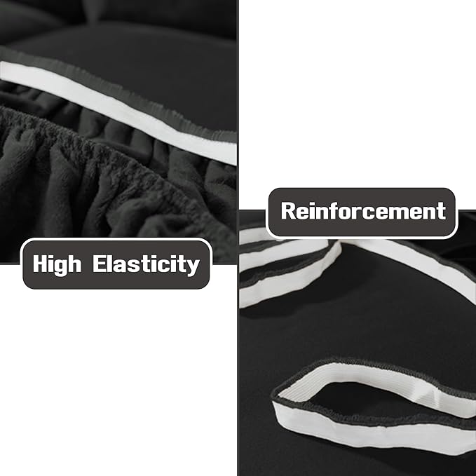 NORTHERN BROTHERS Stretchy Recliner Chair Covers, Velvet Recliner Covers, Lazy Boy Chair Cover (Black, 1 Seat)
