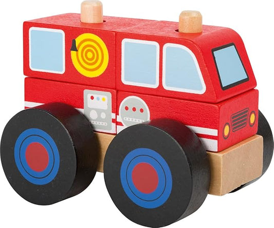 small foot wooden toys Wooden Fire Engine Designed for Children 18+ Months