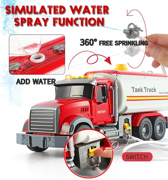 Oil Tanker Truck Toy Rescue Fire Fighting Truck Toy for Boy Toy,Store Water 3 4 5 6 7 8