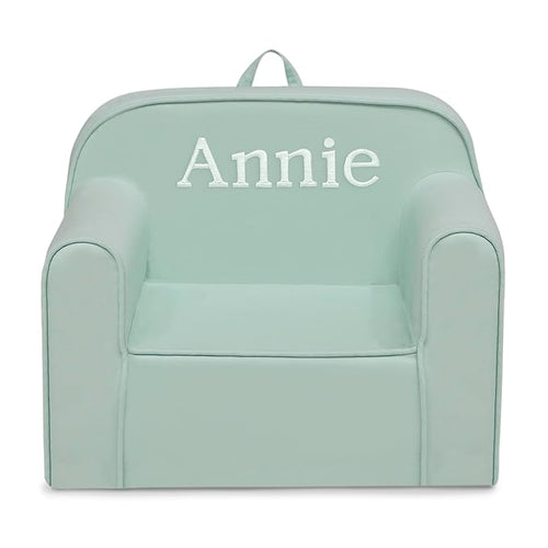 Delta Children Personalized Cozee Chair - Customize with Name – Foam Kids Chair for Ages 18 Months and Up, Sage