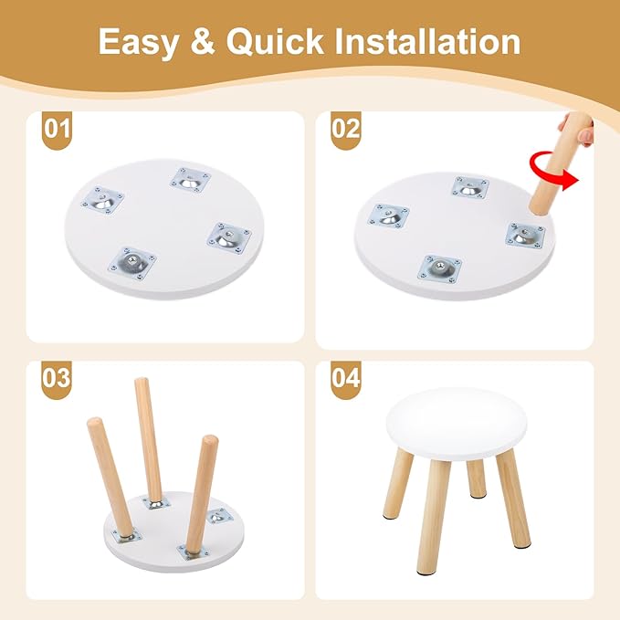Wooden Step Stool for Kids, Children's Stool Matched Sensory Table, Children Sitting Stool with Assembled Four-Legged, Multi-Purpose Kids Chairs for Bathroom Kitchen Bedroom, Natural Anti-Slip, 2 Pack