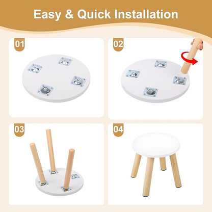 Wooden Step Stool for Kids, Children's Stool Matched Sensory Table, Children Sitting Stool with Assembled Four-Legged, Multi-Purpose Kids Chairs for Bathroom Kitchen Bedroom, Natural Anti-Slip, 2 Pack