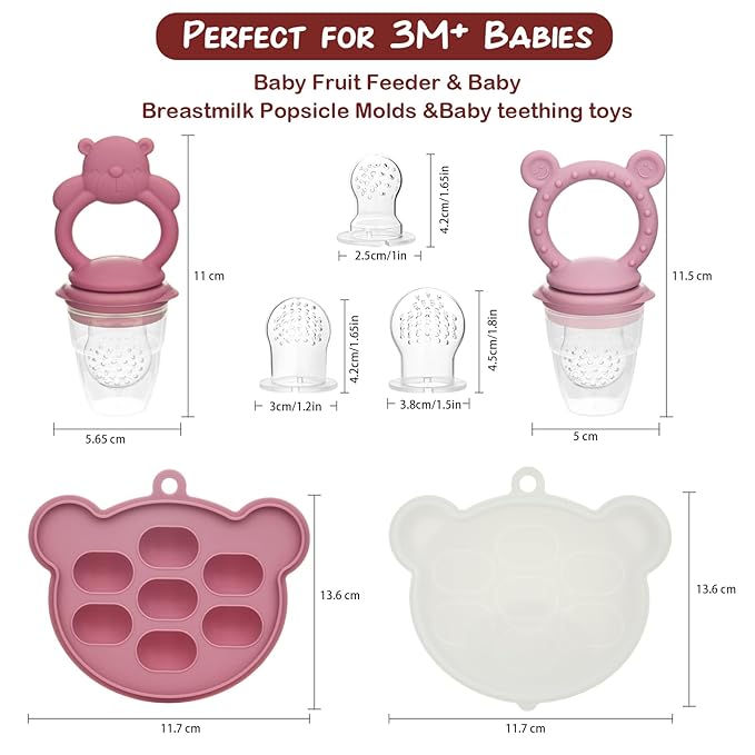 Baby Breastmilk Popsicle Molds & Baby Fruit Feeder (6 Pack), WAJIAYON Baby Food Freezer Tray Storage Containers