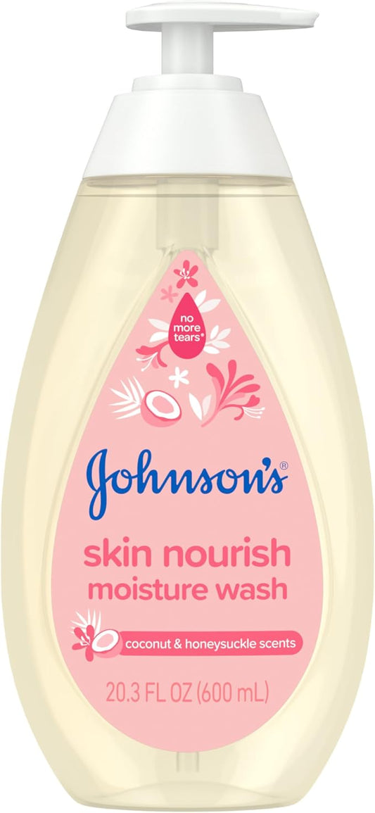Johnson's Skin Nourish Moisture Wash, Baby Wash with Coconut & Honeysuckle Scents Cleanses & Leaves Skin Moisturized 20.3 fl.