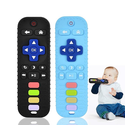 2-Pack Baby Silicone Teething Toys, Simulation TV Remote Control Shape Teether Toys for Toddlers 3-18 Months