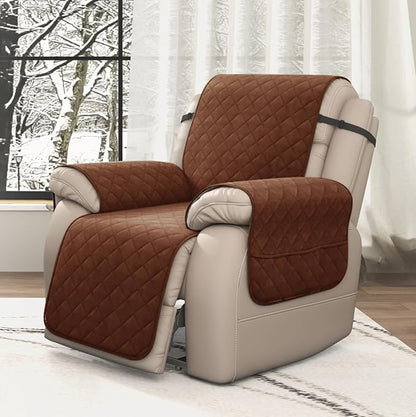 CHUN YI Recliner Chair Cover, Non-Slip Recliner Covers That Stay in Place, Washable Lazy Boy Recliner Covers with Pockets, Water Resistant Recliner Slipcover for Pets (Chocolate, Large Recliner)