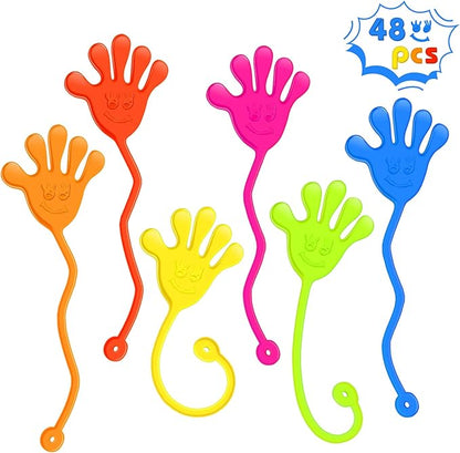 Sticky Hands Bulk 48 PCS Party Favors for Kids 4-8 8-12 Stretchy Sticky Hand Toy Valentines Day Gifts for Kids Goodie Bag Stuffers Filler Treasure Box Toys for Classroom Prizes Birthday Party Supplies