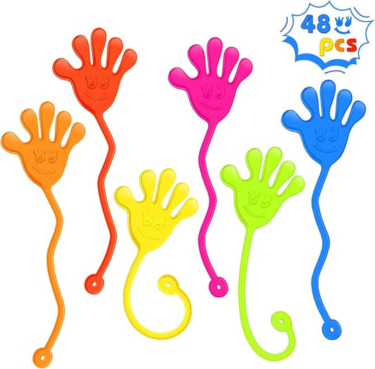Sticky Hands Bulk 48 PCS Party Favors for Kids 4-8 8-12 Stretchy Sticky Hand Toy Valentines Day Gifts for Kids Goodie Bag Stuffers Filler Treasure Box Toys for Classroom Prizes Birthday Party Supplies