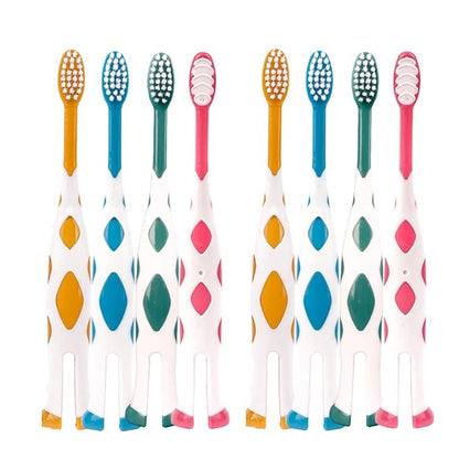 8 Packs Kids Toothbrush, Extra Soft Lovely Little Deer Toddler Toothbrush for Kids 2-8 Years (Pink&Orange&Blue&Green)