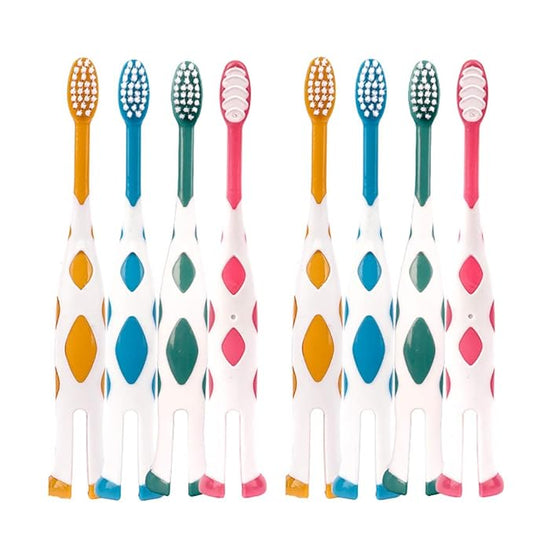 8 Packs Kids Toothbrush, Extra Soft Lovely Little Deer Toddler Toothbrush for Kids 2-8 Years (Pink&Orange&Blue&Green)