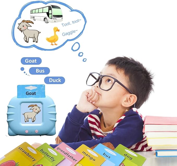 Talking Flash Cards for Toddler 1 2 3 4 Year Olds, Language Learning Toys, Pocket Speech Therapy Toys, Autism Toys, Montessori Toys with 224 Words, Children's Sensory Learning Educational Toys