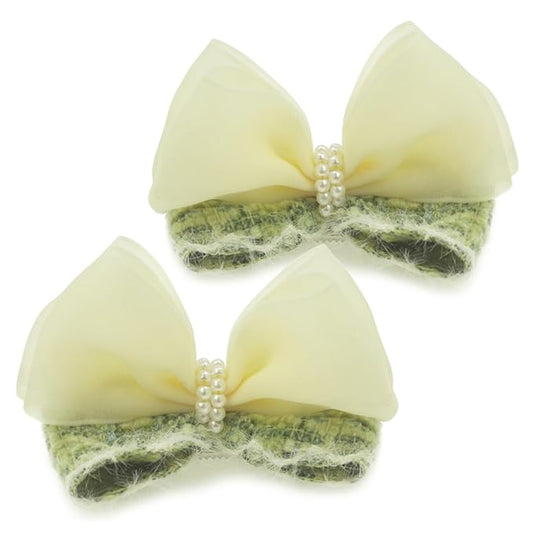 Fairy Sheer Chiffon Ribbons Cat Ear Bow Hair Clips -2Pcs