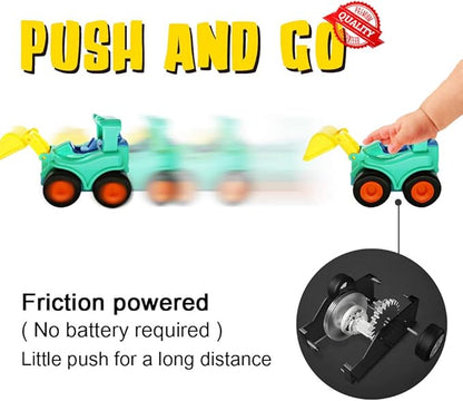 Beestech Toy Cars for 2 3 4 5 Year Old Boys Girls Toddlers, Friction Powered Construction Truck Toys 4 Pack