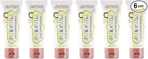 Jack N' Jill Natural Toddler Toothpaste for Baby, Kids and Infants 6 Months & Up, Fluoride Free Training Toothpaste for Toddlers 1-3 (1.76 Fl Oz (Pack of 6), Raspsberry)