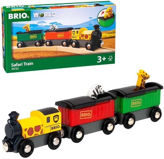 BRIO World - 33722 Safari Train | Interactive Toy Train Set for Kids Age 3 and Up | Environmentally Conscious | Engine and Animal Wagons Included