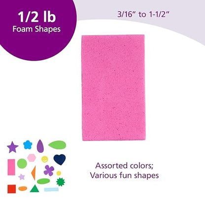 Colorations Bucket of Fun Foam Shapes Multicolor Arts and Crafts Material for Kids (1/2 lb.)