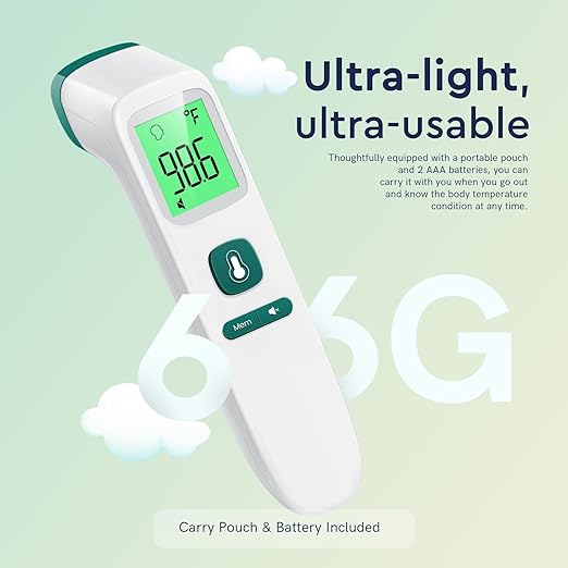 Forehead Thermometer for Adults and Kids, Fast Accurate Thermometer with Fever Alarm 1S Reading