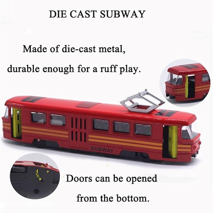 OTONOPI Toy Train Set Subway Bullet Train High Speed Locomotive Engine Die Cast Model Car for Kids Pack of 4