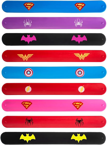 Superhero Slap Bracelet Toys for Kids Boys & Girls Birthday Party Supplies Favors(9 Packs)