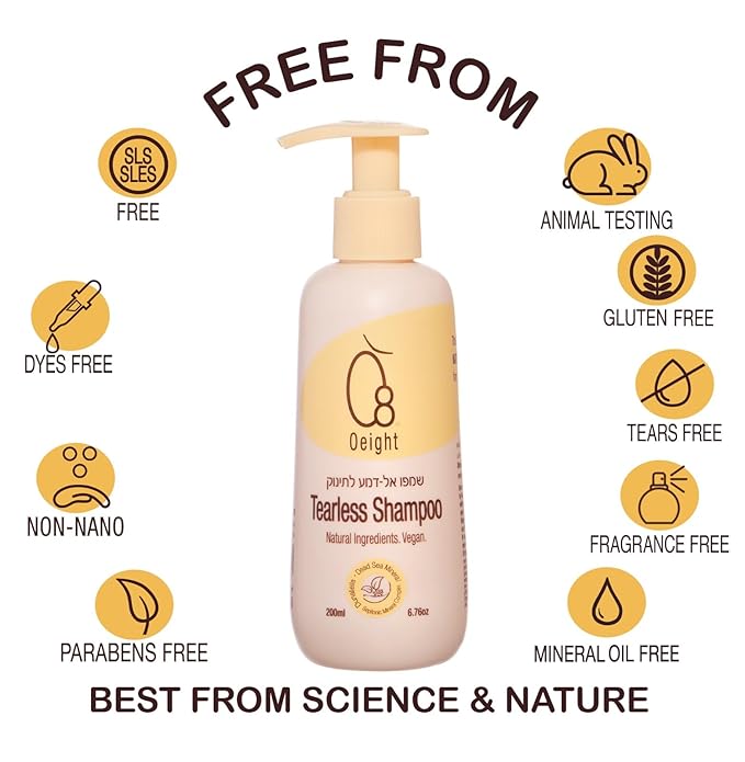 O8 Baby Tearless Shampoo, Natural Baby Shampoo 220ml B5, for
