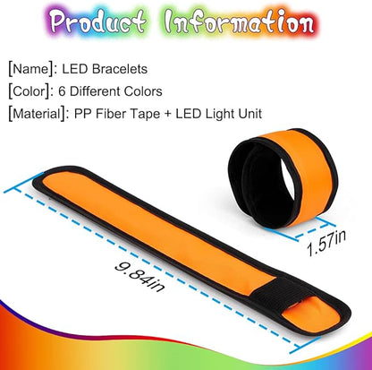 Amarlozn LED Light up Slap Wristband, Flashing Bracelets for Kids, Glow in The Dark Armband for Adults, Night Safety Toys for Walking Running Camping, Christmas New Year Party Supplies Gift 6 Pack
