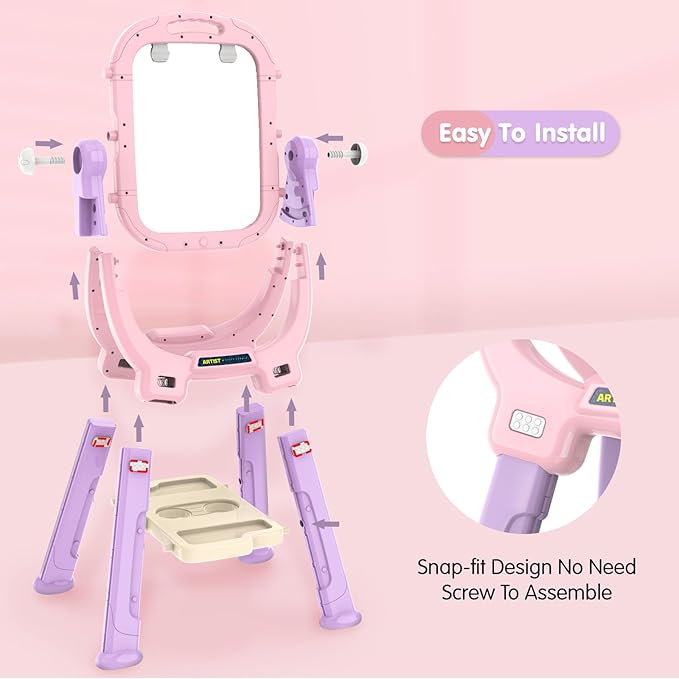 Victostar Easel for Kids, Rotatable Double Sided Adjustable Standing Art Easel with Drawing & Writing Accessories for Kids Boys and Girls