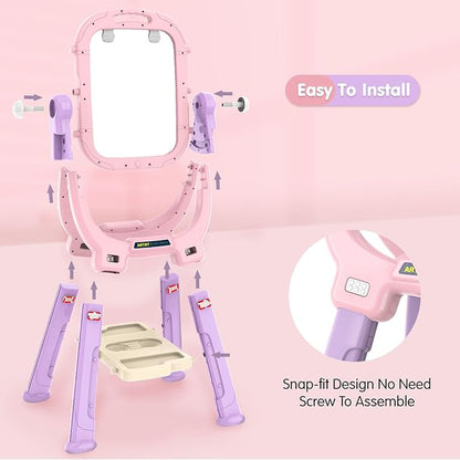 Victostar Easel for Kids, Rotatable Double Sided Adjustable Standing Art Easel with Drawing & Writing Accessories for Kids Boys and Girls