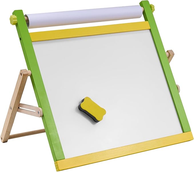 VEVOR Tabletop Art Easel for Kids, 3-in-1 Wooden Double-Sided Kid's Art Easel with Magnetic Whiteboard, Chalkboard, Paper Roll, Foldable Portable Drawing Board with Painting Accessories for Boys Girls