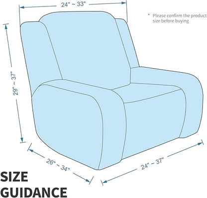 MAXIJIN Recliner Cover Slipcovers for Living Room 4 Pieces Stretch Jacquard Recliner Chair Cover Soft Fitted Recliner Protector with Elastic Bottom for Kids, Pets (Recliner, Black)