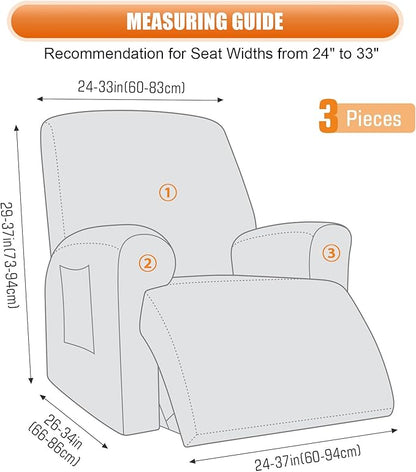 VANSOFY Recliner Chair Cover, 3-Pieces Stretch Lazy Boy Recliner Covers for Recliner Chair Soft Reclining Chair Slipcover Furniture Protector for Dogs Cats(Burgundy)