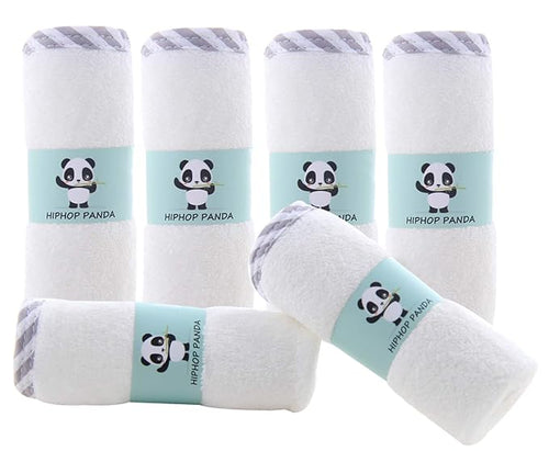 HIPHOP PANDA Baby Washcloths, Rayon Made from Bamboo - 2 Layer Ultra Soft Absorbent Newborn Bath Face Towel 6 Pack