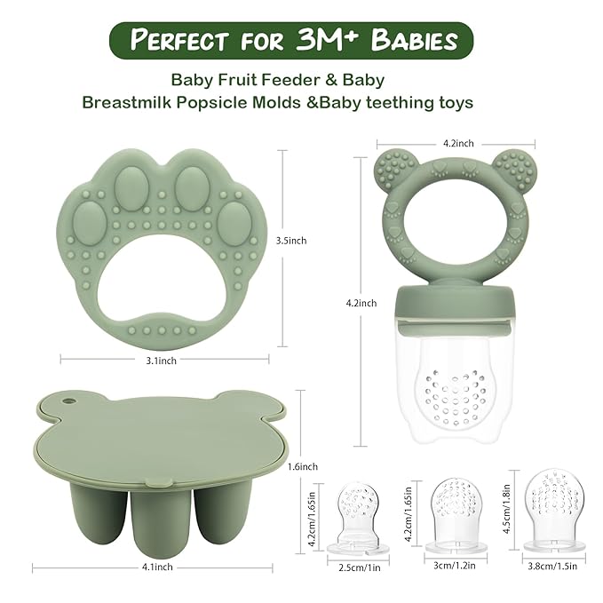 Baby Breastmilk Popsicle Molds & Baby Fruit Feeder (3 Pack), WAJIAYON Baby Food Freezer Tray Storage Containers