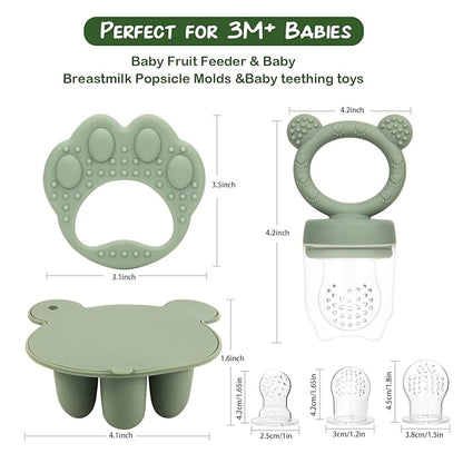 Baby Breastmilk Popsicle Molds & Baby Fruit Feeder (3 Pack), WAJIAYON Baby Food Freezer Tray Storage Containers