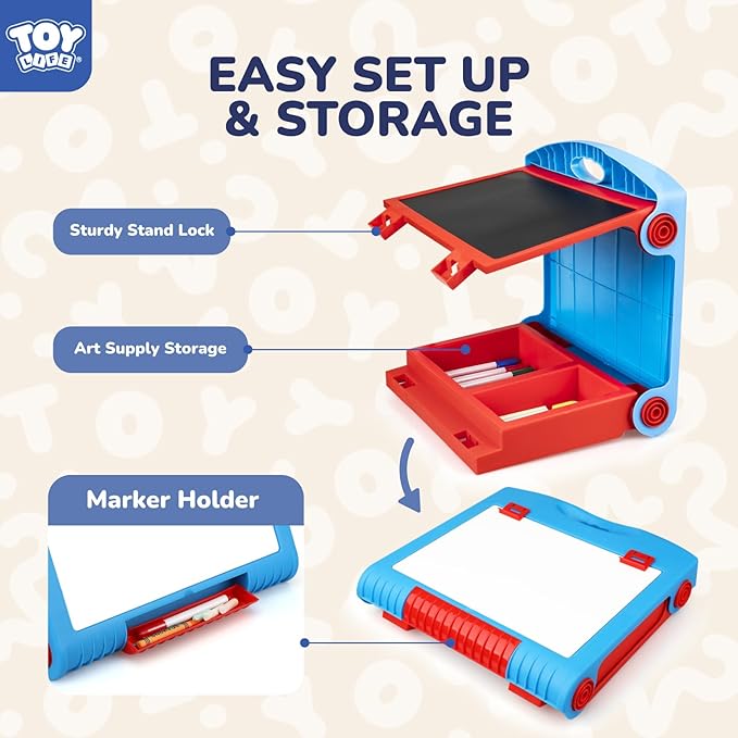 STEAM Life Tabletop Easel for Kids Art Easel for Kids 3 4 5 Toddler Art Easel Board for Kids Chalkboard White Board for Kids Easel Set Dry Erase Board Portable Desktop Easel Painting Easel for Kids