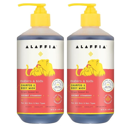 Alaffia Babies and Kids Shampoo and Body Wash, Gentle and Calming Support for Soft Hair and Skin with Shea Butter 2 Pack 16 Fl
