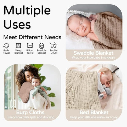 Yoofoss Hooded Baby Towels for Newborn 2 Pack 100% Muslin Cotton Baby Bath Towel with Hood for Babies, Infant, Toddler and Kids, Large 32x32Inch, Soft and Absorbent Newborn Essential