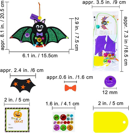 Winlyn 24 Sets Halloween Craft Kits Individual Fall Kids Craft Kits DIY Bat Ornaments Halloween Decorations Foam Bats Craft Kits Halloween Arts and Crafts for Kids Classroom Activities Party Favors