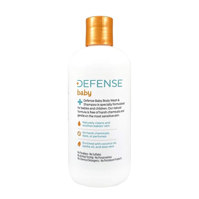 Defense Soap Baby Shampoo and Body Wash with Tea Tree Oil, Coconut Oil 12 Fl